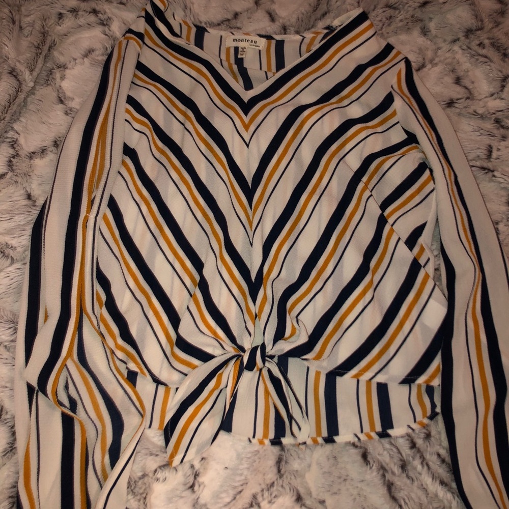 Long Sleeve Blouse with Arm Cut Outs
